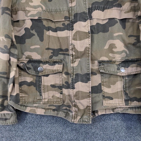 BKE Women's Jacket Multi Medium Camo Button Front Long Sleeve Pockets Cotton - Picture 4 of 14